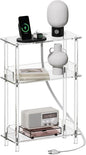 HMYHUM Acrylic Narrow Side Table with Charging Station, 7'' Width, 3-Tier Skinny End Table for Small Spaces, Clear Nightstand/Bedside Table with USB Ports Outlet, 15.7" L x 22.9" H