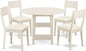 East West Furniture SUAD5-LWH-LC 5 Piece Dining Room Furniture Set Includes a Round Kitchen Table with Dropleaf & Shelves and 4 Faux Leather Upholstered Chairs, 42x42 Inch, Linen White