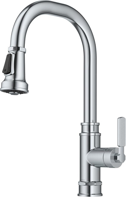 KRAUS Allyn Transitional Industrial Pull-Down Single Handle Kitchen Faucet in Chrome, KPF-4101CH