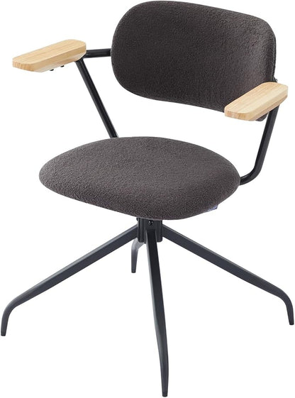 Modern Swivel Dining Chairs Set of 2 with Arms,Upholstered Comfortable Dining Room Chairs, Wooden Armrests & Sturdy Metal Frame, Stylish Kitchen & Dining Table Chairs for Modern Décor