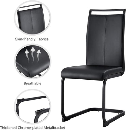Modern Dining Chairs Set of 6,High Back Kitchen Chairs,Side Room Chair with Black Powder Coating Metal Legs,Easy to Clean Upholstered Dining Chairs,Ideal for Living Room(Black Chairs)
