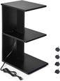 ZGREN End Table with Charging Station, Narrow Side Tables for Small Spaces USB Ports and Outlets Rolling Bedside Nightstand Sofa Couch Slim Shelf Night Stand Living Room, Bedroom, Black