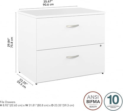 Bush Business Furniture Studio C Locking Lateral File Cabinet in White
