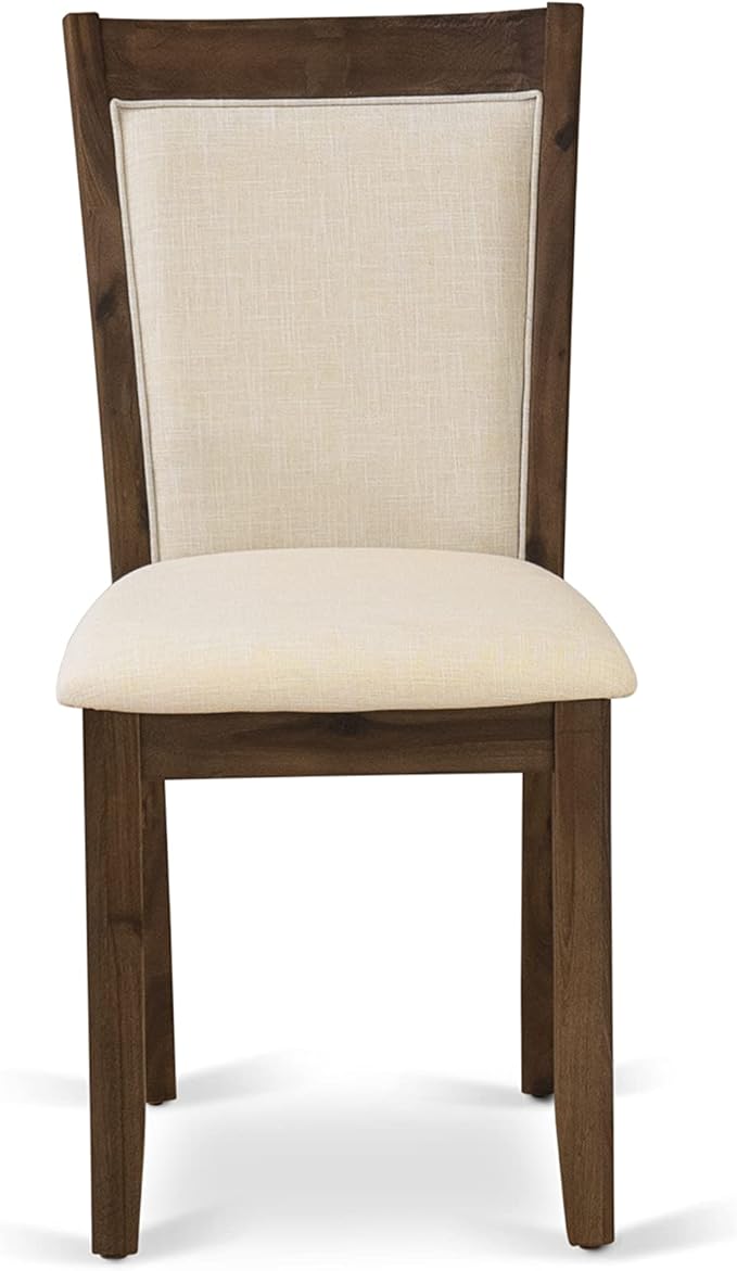 East West Furniture X797MZN32-5 5 Piece Dining Set Includes a Rectangle Dining Room Table with X-Legs and 4 Light Beige Linen Fabric Upholstered Parson Chairs, 40x72 Inch, Multi-Color