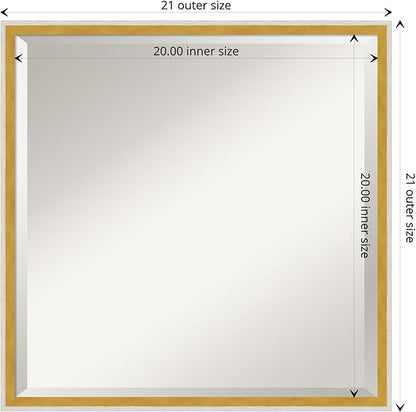 Amanti Art White Bathroom Mirror for Over Sink, 21x21 Paige White Gold Square Vanity Mirror, Medium Modern Contemporary Wood Frame, Hangs Horizonally and Vertically, Bathroom Wall Decor, Beveled Edge