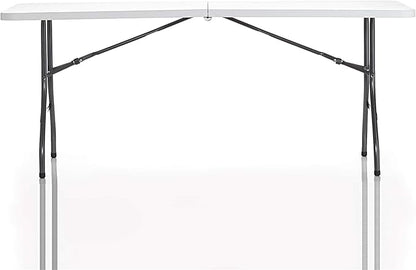 Cosco 6ft Fold-in-Half Blow Molded Folding Table, Indoor/Outdoor, Comfort Handle, Lightweight Plastic Construction - White