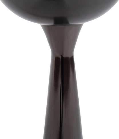 Kate and Laurel Chandon Modern Sophisticated Drink Table; 8 x 8 x 23; Gray Gunmetal; Contemporary Sculptural Plant Pedestal Table with Unique Tinted Tabletop and Polished Metallic Finish