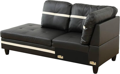 NicBex Sectional Couch 3 Pieces Sofa Set with Right Chaise PU Synthetic Leather L Shaped Cloud Couch for Living Room Furniture Sets with Storage Ottoman, Modular Sofa for Apartment, Black+White