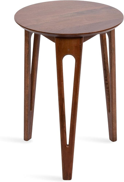 Kate and Laurel Kershaw Mid-Century Modern Round Side Table, 16 x 16 x 22, Walnut Brown, Transitional Circle Living Room End Table with Tapered Hairpin Legs for Use as Bedroom Nightstand Table