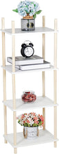 LITA Modern Wood Side Table, Accent End Table Plant Night Stand with Magazine Storage for Bedroom, Living Room, Bathroom, White, 4- Tier