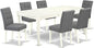 East West Furniture DOAS7-LWH-41 7 Piece Modern Dining Table Set Includes A Wood Table and 6 Platinum Gray Polyester Fabric Padded Chairs with Stylish Back- Linen White Finish