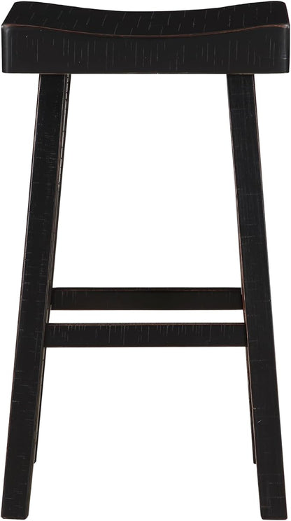 Lexicon Bar Table Set for 3, Small Kitchen Table Set Kitchen Island Table with 3 Saddle Bar Stools, 4 Piece Dining Table Set for Breakfast Nook, Living Room, Apartment, Pub Height, Black