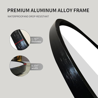 LAIYA 36x22inch Oval Wall Bathroom Mirror with Black Aluminum Frame,Wall Mounted Oval Vanity Mirrors， Explosion-Proof Glass, Waterproof Design, Easy Installation，Horizontally/Vertically