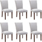 COLAMY Parsons Dining Chairs Set of 6, Upholstered Fabric Dining Room Kitchen Chair with Nailhead Trim and Wood Legs - Light Grey
