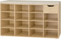 DINZI LVJ Shoe Bench, Entryway Storage Bench with Drawer and 15 Cubbies, Cubby Shoe Rack with Adjustable Shelves, Shoe Organizer Cabinet for Living Room, Bedroom, Mudroom, Closet and Garage, Natural