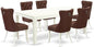 East West Furniture LGDA7-LWH-26 7 Piece Dining Set Contains a Rectangle Kitchen Table with Butterfly Leaf and 6 Polyester Fabric Upholstered Parson Chairs, 42x84 Inch, linen white