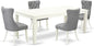 East West Furniture LGDA5-LWH-27 5 Piece Dining Room Set Contains a Rectangle Kitchen Table with Butterfly Leaf and 4 Polyester Fabric Upholstered Parson Chairs, 42x84 Inch, linen white