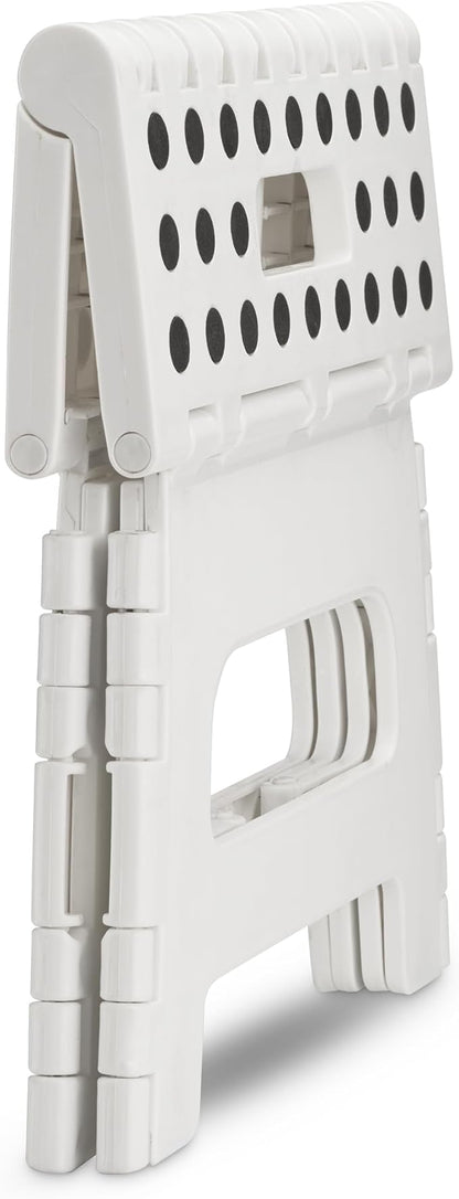 Handy Laundry - Folding Step Stool - Sturdy Enough Collapsible Stool to Support Adults and Safe Enough for Kids - Opens Easy with One Flip - Great for Kitchen, Bathroom or Bedroom (White - 8 Inch)