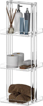 Aquiver Acrylic Standing Shower Caddy - 3 Tier Shower Organizer Stand with Handle - Corner Shower Caddy for Inside Bathroom, Bathtub, 11'' L x 10'' W x 34.6'' H, Clear