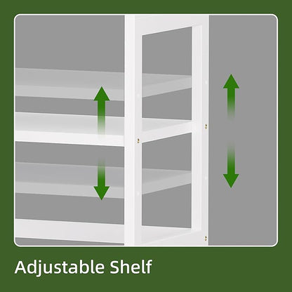 5-Tier Bookshelf, Industrial Bookcase with Bamboo Frame, Modern Display Standing Shelf Unit, Tall Wood Storage Organizer for Living Room, Home Office, White