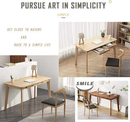 IOTXY Solid Wood Writing Desk - Home Office Workbench Desk with Drawer, 31.5" Width Laptop Computer Work Study Table in White