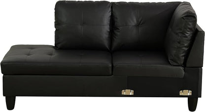 NicBex Sectional Couch 3 Pieces Sofa Set with Right Chaise Faux Leather L Shaped Cloud Couch for Living Room Furniture Sets with Storage Ottoman, Modular Sofa for Living Room & Apartment, Black
