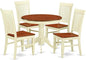 East West Furniture ANWE5-BMK-W 5 Piece Dining Room Table Set Includes a Round Wooden Table with Pedestal and 4 Kitchen Dining Chairs, 36x36 Inch, Buttermilk & Cherry