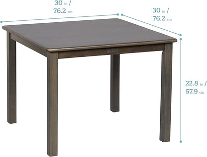 ECR4Kids 30in x 30in Square Hardwood Table and Chair Set, 12in Seat Height, Kids Furniture, Grey Wash
