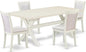 East West Furniture X027MZ001-5 5 Piece Kitchen Table & Chairs Set Includes a Rectangle Dining Room Table with X-Legs and 4 Cream Linen Fabric Parsons Dining Chairs, 40x72 Inch, Multi-Color