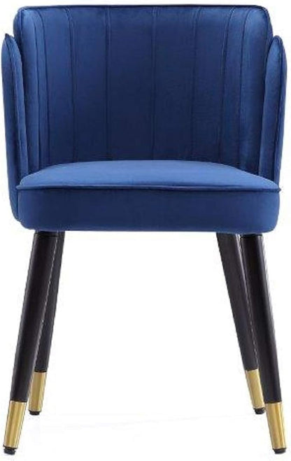 Manhattan Comfort Zephyr Modern Velvet Dining Chair, Solid Wood Frame with Gold-Tipped Splayed Legs, High Density Foam Padding, Vintage Design, Tulip Inspired Accent Furniture, Royal Blue
