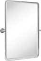 TEHOME 27 x 35'' Farmhouse Chrome Metal Framed Pivot Rectangle Bathroom Mirror Tilting Beveled Vanity Mirrors for Wall