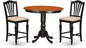 East West Furniture TRCH3-BLK-C 3 Piece Counter Height Dining Set for Small Spaces Contains a Round Kitchen Table and 2 Linen Fabric Dining Room Chairs, 42x42 Inch, Black & Cherry