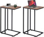 WLIVE Brown Side Table Set of 2, C Shaped End Table Sets, Small Sofa Side Tables Bedroom, Living Room, Home Office, 2-Tier Couch Bedside Table for Small Spaces
