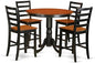 East West Furniture TRFA5-BLK-W 5 Piece Counter Height Pub Set Includes a Round Dining Room Table and 4 Kitchen Chairs, 42x42 Inch, Black & Cherry