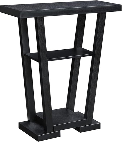 Convenience Concepts Newport V Console Modern Sofa Storage Shelves, Narrow Entryway Hall Living Room, Display Accent Table, 31.5", Black
