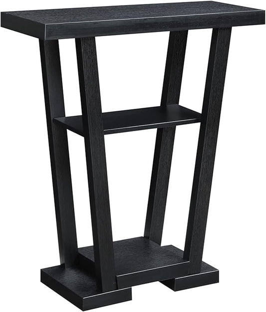 Convenience Concepts Newport V Console Modern Sofa Storage Shelves, Narrow Entryway Hall Living Room, Display Accent Table, 31.5", Black