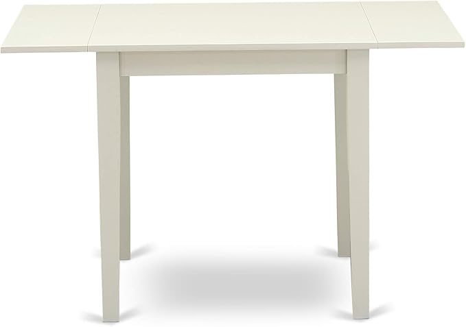 East West Furniture NDBO5-LWH-W 5 Piece Dining Room Table Set Includes a Rectangle Dining Table with Dropleaf and 4 Wood Seat Chairs, 30x48 Inch, Linen White