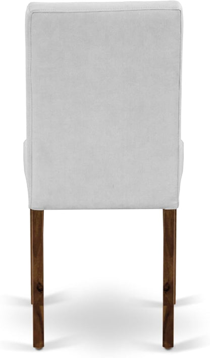 East West Furniture ANAS3-AWA-27 3 Piece Modern Dining Set consists A Dinning Table and 2 Light Gray Polyester Fabric Dinner Chairs, Antique Walnut