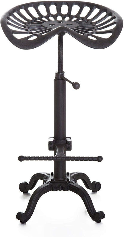 LOKKHAN Tractor Seat Bar Stool-Rustic Industrial Bar Stool-Farmhouse Cast Iron Swivel Stool-Counter Height Adjustable-Extra Tall Pub Height-24-31 inch (Matte Rust)