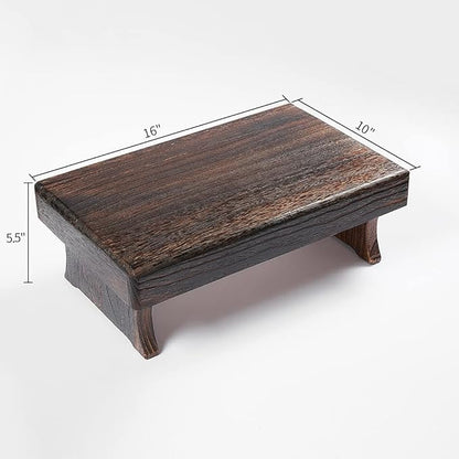 Wood Step Stool, Portable Rectangle Bed Stool, Small Step Ladder for Kitchen & Bathroom, Foot Rest Stool Under Desk, Large Surface, Strong and Durable