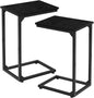 AMHANCIBLE C Shaped End Table Set of 2, Couch Tables That Slide Under, TV Tray Snack Table for Sofa, Small Side Table for Couch, Small Space, Living Room, Black, HET02CBK