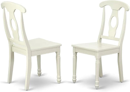 East West Furniture DOKE7-LWH-W 7 Piece Dining Set Consist of a Rectangle Dining Table with Butterfly Leaf and 6 Kitchen Chairs, 42x78 Inch, Linen White