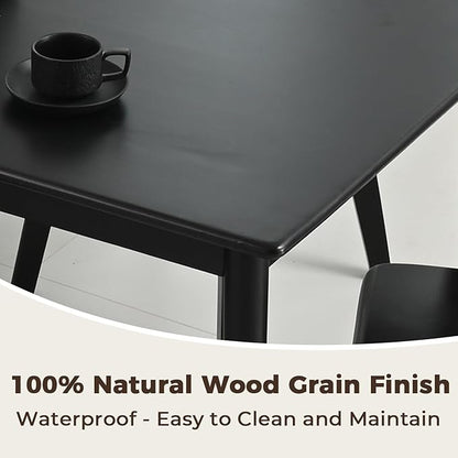 DELAVIN 29.5" Solid Wood Dining Table, Modern Small Dining Table, Square Farmhouse Kitchen Table, Cafe Table for Living Room Dining Room, Easy Assembly, Black