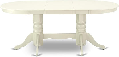 East West Furniture VAVA5-LWH-C 5 Piece Dinette Set for 4 Includes an Oval Dining Table with Butterfly Leaf and 4 Linen Fabric Dining Room Chairs, 40x76 Inch, Linen White