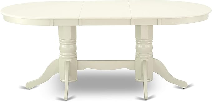 East West Furniture VAVA9-LWH-W 9 Piece Dining Room Table Set Includes an Oval Kitchen Table with Butterfly Leaf and 8 Dining Chairs, 40x76 Inch, Linen White