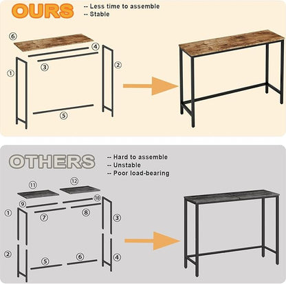 39.4” Console Table, Hallway Entrance Table Sofa Table Behind Couch, for Living Room, Entryway, Easy Assembly, Accent Table, Rustic Brown