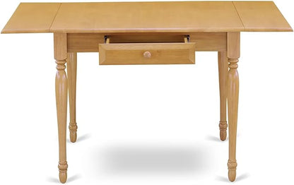 East West Furniture MZAN5-OAK-LC 5 Piece Modern Dining Table Set Includes a Rectangle Wooden Table with Dropleaf and 4 Faux Leather Upholstered Dining Chairs, 36x54 Inch, Oak