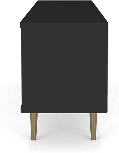 Manhattan Comfort Liberty Mid Century Modern TV Stand for Televisions up to 60 Inches, Bedroom and Living Room Entertainment Center with Storage, Shelves, and Cabinet, 63" Wide, Black