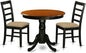 East West Furniture ANPF3-BLK-C 3 Piece Kitchen Table & Chairs Set Contains a Round Dining Room Table with Pedestal and 2 Linen Fabric Upholstered Chairs, 36x36 Inch, Black & Cherry