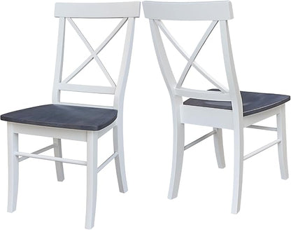 Set of Two X-Back Dining Chairs, White/Heather Gray